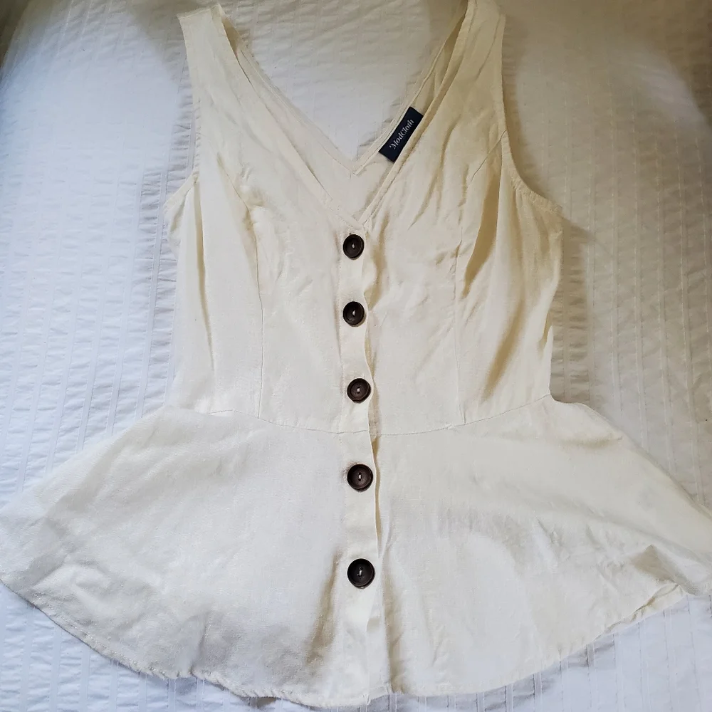 Modcloth Light and Lovely cream button up peplum top S